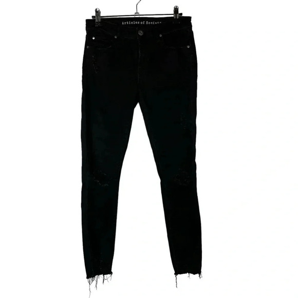 Articles of Society Black Raw Hem Distressed Skinny Jeans 26 - Picture 1 of 3